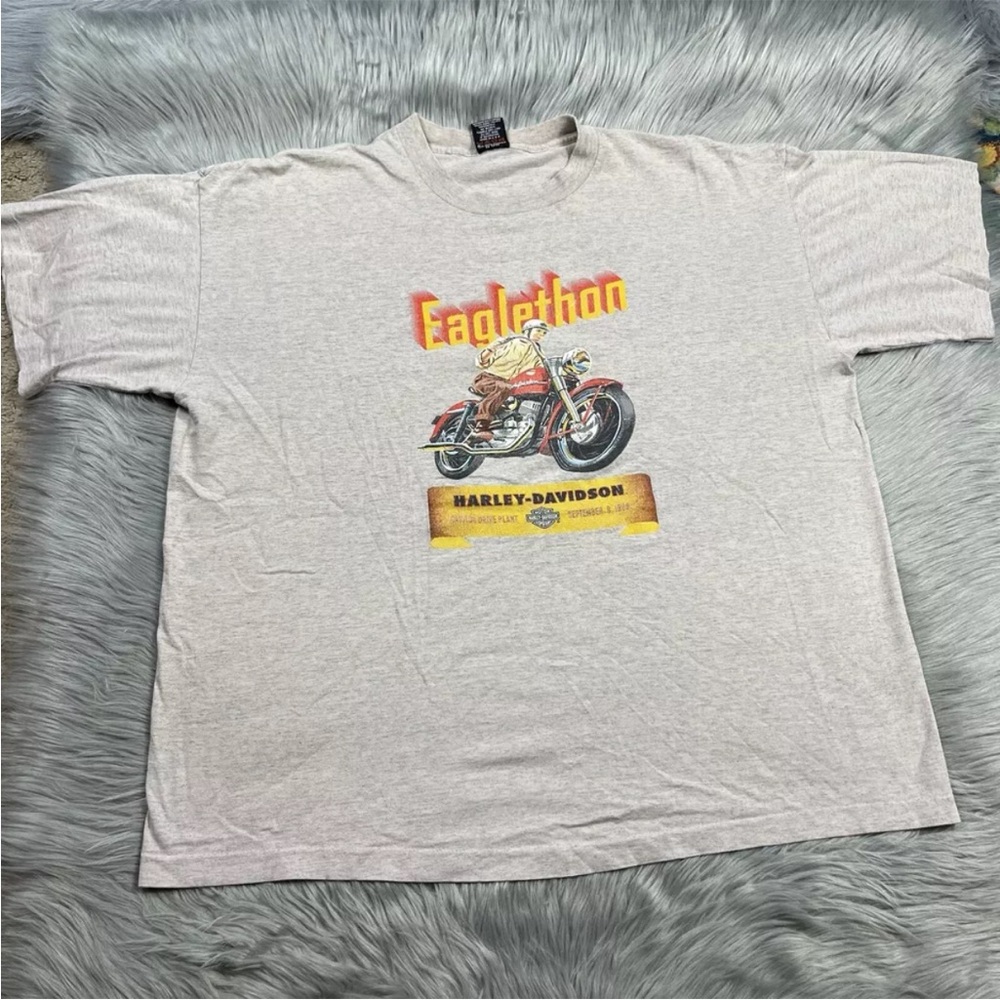 Vintage Heathered Tan Beige Harley Davidson Eaglethon Milwaukee Wisconsin Shirt
